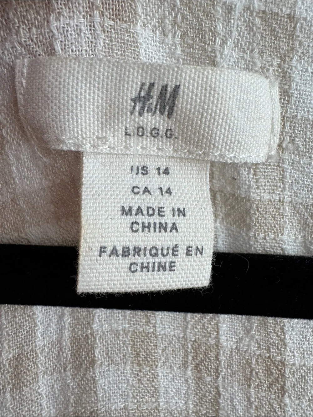 H&M L.O.G.G. Beige Gingham Linen Blend Tie Wrap Romper Size 14